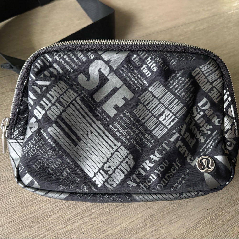 lululemon athletica Black and Gray Printed Crossbody Pouch